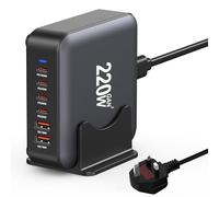 220W USB C Fast Charger, GaN III 6 Port Charging Station Hub, PD100W Laptop Charge Power Adapter Compatible with MacBook Pro/Air/iPad/Steam Deck/Dell XPS/iPhone 12/13/14/15/16 Pro Max/Galaxy S23/S24