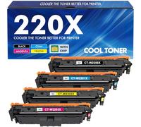 220X 220A Toner Compatible for HP 220X Toner Color Laserjet Pro MFP 4302dw 4302fdw 4202dw 4202dn 4302fdn Black Cyan Yellow Magenta,W2200X W2201X W2202X W2203X With Chip 4PK