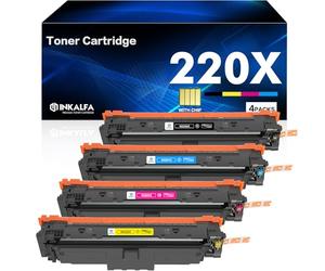 220X 220A Toner With Chip for HP 220X Toner Set Compatibel Color Laserjet Pro MFP 4302dw 4302fdw 4202dw 4202dn 4302fdn (4 Pack: W2200X W2201X W2202X W2203X, Black Cyan Yellow Magenta)
