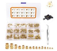 221PCS Thread Knurled Brass Nuts, M2 M2.5 M3 M4 M5 M6 Insert Embedment Nuts Assortment Kit Female Knurled Threaded Insert Nuts for 3D Printing(6 Specifications)
