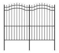 Vidaxl Garden Fence With Spear Top Black 222 Cm Powder-Coated Steel