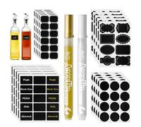 222 Waterproof Labels for Jars, Pantry Labels with 2 Chalk Pen, Black Stickers for Kitchen Spice Jam Jar, Storage Boxes, Bottle, Easy Peel Off