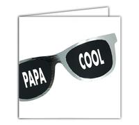 22249 Square Card for Dad Cool Silver Sunglasses Shiny Fashion with White Envelope 15 x 15 cm Birthday or Father's Day Design Print Made in France