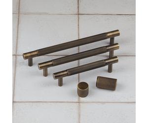 224mm Antique Brass Cabinet Handle Textured Knurled Kitchen Cupboard Door Drawer Pull Bathroom Bedroom Furniture Replacement