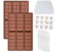 224PCS Chocolate Molds, Silicone Chocolate Molds, 1 Scraper, 100 Self-Adhesive Tapes, 120 Stickers, Reusable DIY Baking for Making Candies, Protein Bars, Ice Cubes