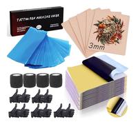 224pcs Tattoo Practice Kit - Include 200pcs Large Tattoo Machine Pen Covers 4pcs Tattoo Grip Wraps 5pcs 3mm Tattoo Skins 10pcs Transfer Paper and 5 Pairs of Gloves for Tattoo Beginner Tattoo Supplies