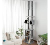 Pawhut 225-255Cmh Floor-To-Ceiling Cat Tree For Indoor Cats W/ Condo Ramp