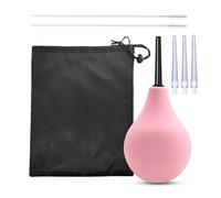 225 ML Enema Bulb Set, Douches for Women, Easy to Use Reusable Enemas Bring Two Cleaning Brushes and Three Plugs for The Wash Accessories and A Black Bag (Pink)
