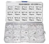 225 PCS Food Grade Silicone O Ring Assortment Rubber Silicone Seal Kit Sizes from 6 mm O.D. to 20 mm O.D.