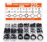 225 Pcs O Rings Set, Ø 3-22 mm Universal O-Ring Gaskets Seal Assortment Kit, Nitrile Pressure Washers Gasket Rings for Mixer Tap, Plumbing, Automotive, Air and Gas Sealing Repair - 18 Sizes