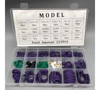 225-Piece Automotive AC Compressor O-For Ring Gasket Kit for R22 and R134a Systems - Rubber Sealing Rings, 18 Sizes, Standard Replace