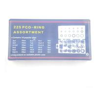 225-piece Nitrile Rubber Seals Assortment Kit (18 Sizes) for Automotive Plumbing Industrial Set - Box O-for Ring Gasket Flat with Storage Black