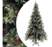 (225 x 120 cm) vidaXL Christmas Tree with LEDs&Pine Cones Green&White PVC&PE Multi Sizes