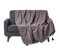 Homescapes Cotton Rajput Ribbed Throw - Sea Grey / 255cm / 1.35kg