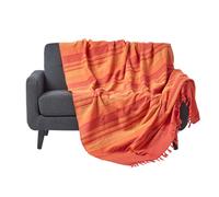 Cotton Morocco Striped Terracotta Throw - Terracotta / 225 x 255 cm