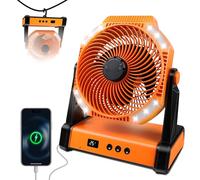 22500mAh Voice-Activated Camping Fan, Portable Rechargeable Fan, Battery Powered Fan with LED Lantern, Intelligent gear adjustment, Battery Operated Ventiladores for Travel, Tent, Fishing, Jobsite, RV