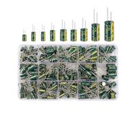 225pcs/box 15 value aluminum electrolytic capacitor kit 16V-50V 1uF-470uF assorted kit high frequency low 105℃ storage box