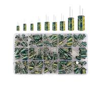 225Pcs/Box 15Values Aluminum Electrolytic Capacitor Kit 16V-50V 1uF-470uF Assorted Kit High Frequency Low 105℃ Storage Box