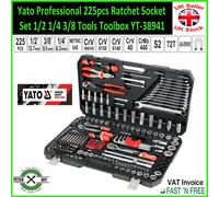 225pcs Ratchet Socket Set 1/2 1/4 3/8 Tools Toolbox YT-38941 Professional YATO