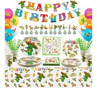 226 PCS Mexican Themed Fiesta Party Supplies - Paper Plates, Cups, Napkins, Straws, Balloon, Tablecloth, HAPPY BIRTHDAY Banner for Cinco de Mayo Disposable Tableware Set, Serves 24