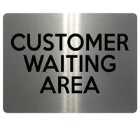 2265 CUSTOMER WAITING AREA Business Office Door Metal Aluminium Plaque Sign (85x54mm Credit Card Size, Brushed Silver)