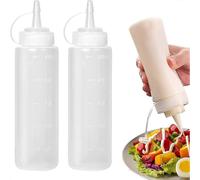 227ml Food Grade Plastic Squeeze Condiment Bottles with Cap for Seasoning Dispensers (2 Pcs)