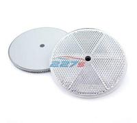 227s Round Circular Trailer Caravan Reflectors with Centre Hole for Mounting with Screws - Suitable for Vehicles, Cycle Carriers, Gateposts - E-Approved - White - 76mm - Depth 6 mm - 2 Pack