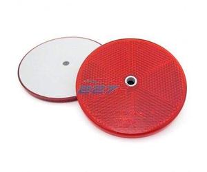 227s Round Circular Trailer Caravan Reflectors with Centre Hole for Mounting with Screws - Suitable for Vehicles, Cycle Carriers, Gateposts - E-Approved - Red - 84mm - Depth 6 mm - 2 Pack