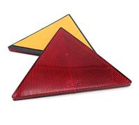 227s Self-Adhesive Stick-On Triangular Trailer Caravan Reflectors - Suitable for Vehicles, Cycle Carriers, Gateposts - E-Approved - Red - Height 140mm - Base Width 160mm - Depth 6 mm - 2 Pack