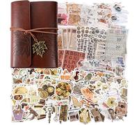 228 Pcs Vintage Scrapbooking Sticker Paper with A7 Scrapbook for Journaling Retro Collection Aesthetic Stickers Washi Stamping Craft Kits Collage Album Cottage Picture Frames Botanical