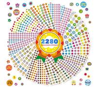 2280 PCS Incentive Stickers - 20 Sheets Water/Tear Resistant Removable - Animals, Face Medals, Flowers, Stars - Motivational for Kids, Teachers, Parents - Home, Classroom, Kindergarten Reward Gifts