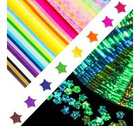 2280 PCS Origami Star Paper Strips - Double Sided Folding Paper Strip, Luminous Heart Lucky Star Folding DIY Crafts, Decorative Arts Supplies for Party/Gift/Home Decor, 27 Colors Mixed