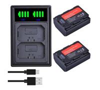2280mAh NP-FZ100 Battery+LED Dual Charger Type C Port，Compatible For Sony Alpha 9 A9R 9S A9S A7 Iii A7R3 7RM3 A7m4 A6700 A6600(2 Battery 1 Charger)