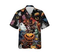 228CLOSET Men's Goth Hawaiian Shirts - Horror Halloween Button Down Mens Hawaiian Shirts Set 58, Halloween_34, M