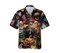 228CLOSET Men's Goth Hawaiian Shirts - Horror Halloween Button Down Mens Hawaiian Shirts Set 58, Halloween_36, 3XL