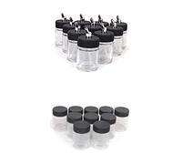 22cc Glass Airbrush Bottles Jars Siphon Feed Lid - [10x Airbrush Bottles] Professional Paint Cup Combo Set - Stainless Steel and Glass Material - Transparent Color - for Two