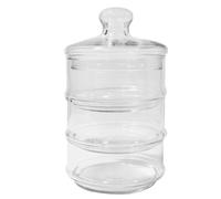 22cm 3-Tier Round Clear Glass Stackable Storage Jar for Kitchen