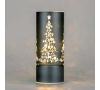 22cm Christmas Decorated Vase Table Lamp Etched Glass Tube Xmas Grey Cylinder LED Fairy Lights Battery Operated Table Decoration
