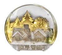 22cm Decorative Oval Wooden Dome Christmas Scene Decoration LED Light