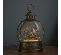 22cm Dual Powered Light up Antique Gold Christmas Robin Water Spinner with LEDs