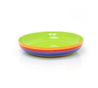 22cm Hand Painted Rainbow Stripe Ceramic Pasta Bowl | Wide Shallow Dessert Serving Bowl Pasta Plate | Round Multi Coloured Pasta Serving Dish