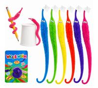 22cm Magic Twisty Wiggle Worm Toys with 30cm Invisible String 3x Random, Fuzzy Plush Worm on a String, Magic Trick Toy, Party Bag Fillers, Pocket Money Novelty Gifts for Kids & Adults