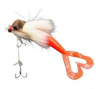 22cm Multi Jointed Swimbait with Realistic Mouse Shape and Feather Binding, Features Curved Twin Tail and Steel Wire Double Hook to Enhance Attraction (white)