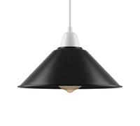 22cm Painted Black Metal Cone Easy Fit Lampshade with 4cm Top Hole Modern Retro Vintage Ceiling Light Shade for B22 E27 Fittings Kitchen Dining Room Living Room, Cafe Restaurant Lighting