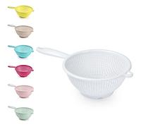 22cm Plastic Colander Basket White, Kitchen Strainer Bowl for Washing & Draining Vegetables, Fruits, Salad, Rice & Pasta, Lightweight Food Drainer with Side Handle
