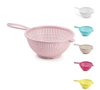 22cm Plastic Colander Food Sieve Strainer Basket for Food Washing Draining Pasta Spaghetti Rice Salad Vegetable Kitchen Cooking Hobby Design 4 (Pink)