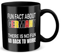 22Feels Fun Fact About Germany Mug (Black) Funny Coffee Cup Office Men Women Co-Worker Humor Slogan Work Bestie Text Comedy Secret Santa (11oz)