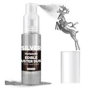 22g Edible Glitter Spray - Food Grade Shimmer Dust Powder Set, Metallic Food Coloring Sparkling Luster Dust for Cakes, Cookies, Drinks, Candy, Vegan Gluten Free Easter Decorations (Silver)