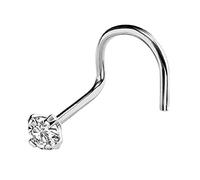 22G Solid 14Kt Gold Nose Screw Stud with Prong Set real Diamond Gemstone, 14kt Yellow Gold or 14kt White Gold - April Birthstone Nose Ring, Metal, diamond