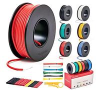 22GA Hook up Wire Kit - 22AWG Silicone Wire - 600V Tinned Stranded Electrical Wire of 6 Different Colors x 23 ft each - Black, Red, Yellow, Green, Blue, White - Wire Assortment Kit from Plusivo